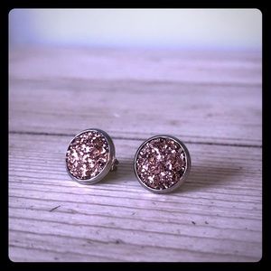❤️ 5 for $25 12mm large rose gold druzy Earrings